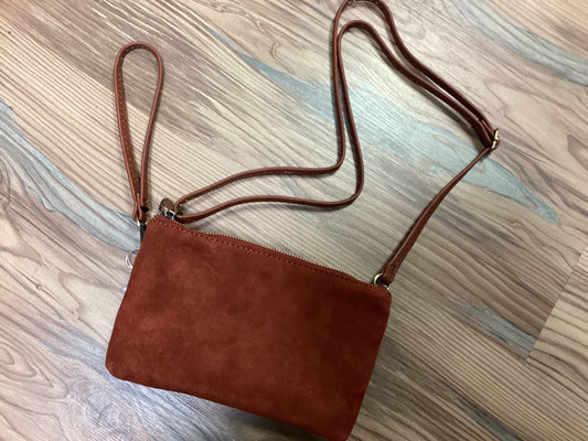 Rust Miley Suede Dual Zipper Crossbody