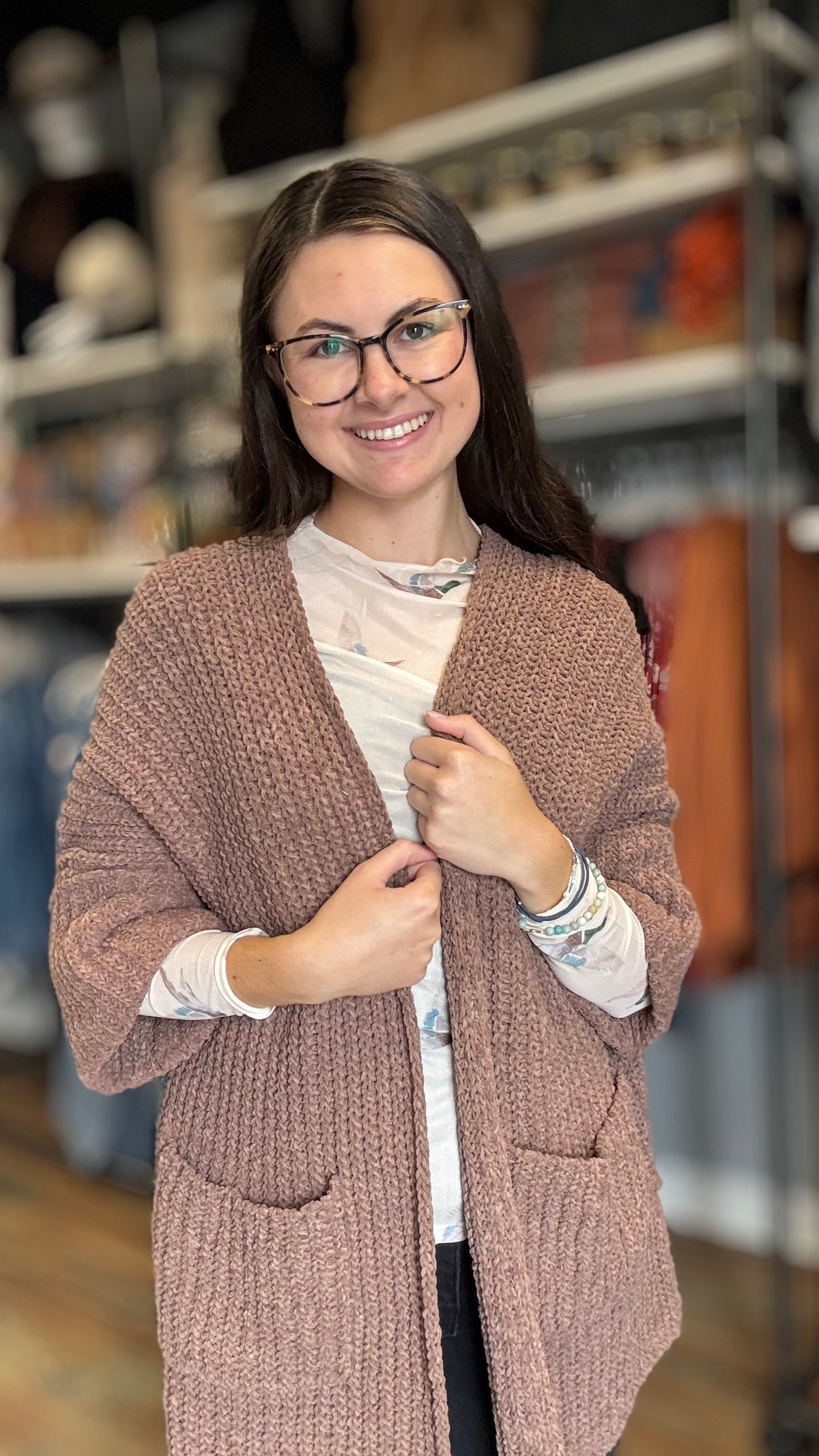 Chocolate Open Front Knit POL