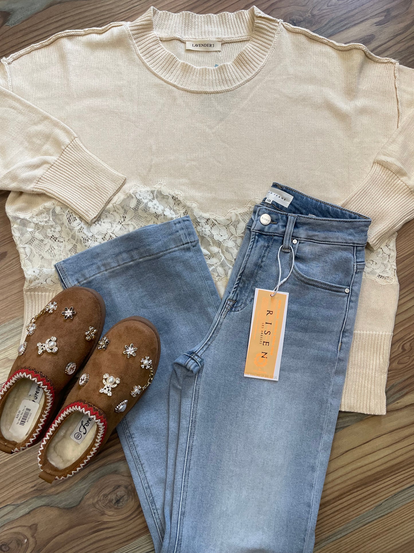 Cream Mid Lace Sweater