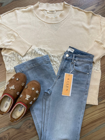 Cream Mid Lace Sweater