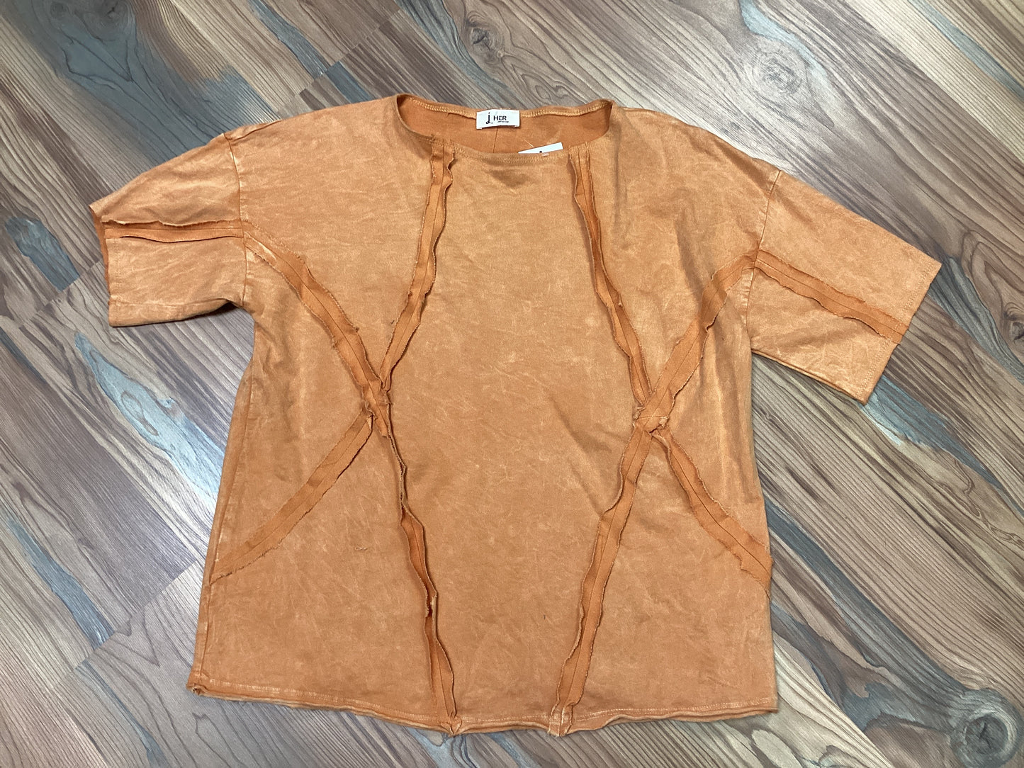 Butterscotch Raw Hem Half Sleeve Top