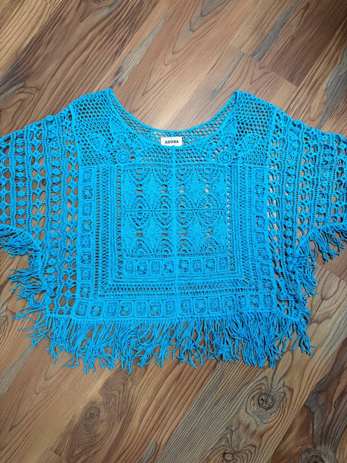 Ocean Blue Crochet Fringe Top