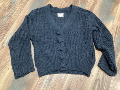 Navy Flower Button Cardi POL