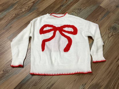 Red Bow White Sweater