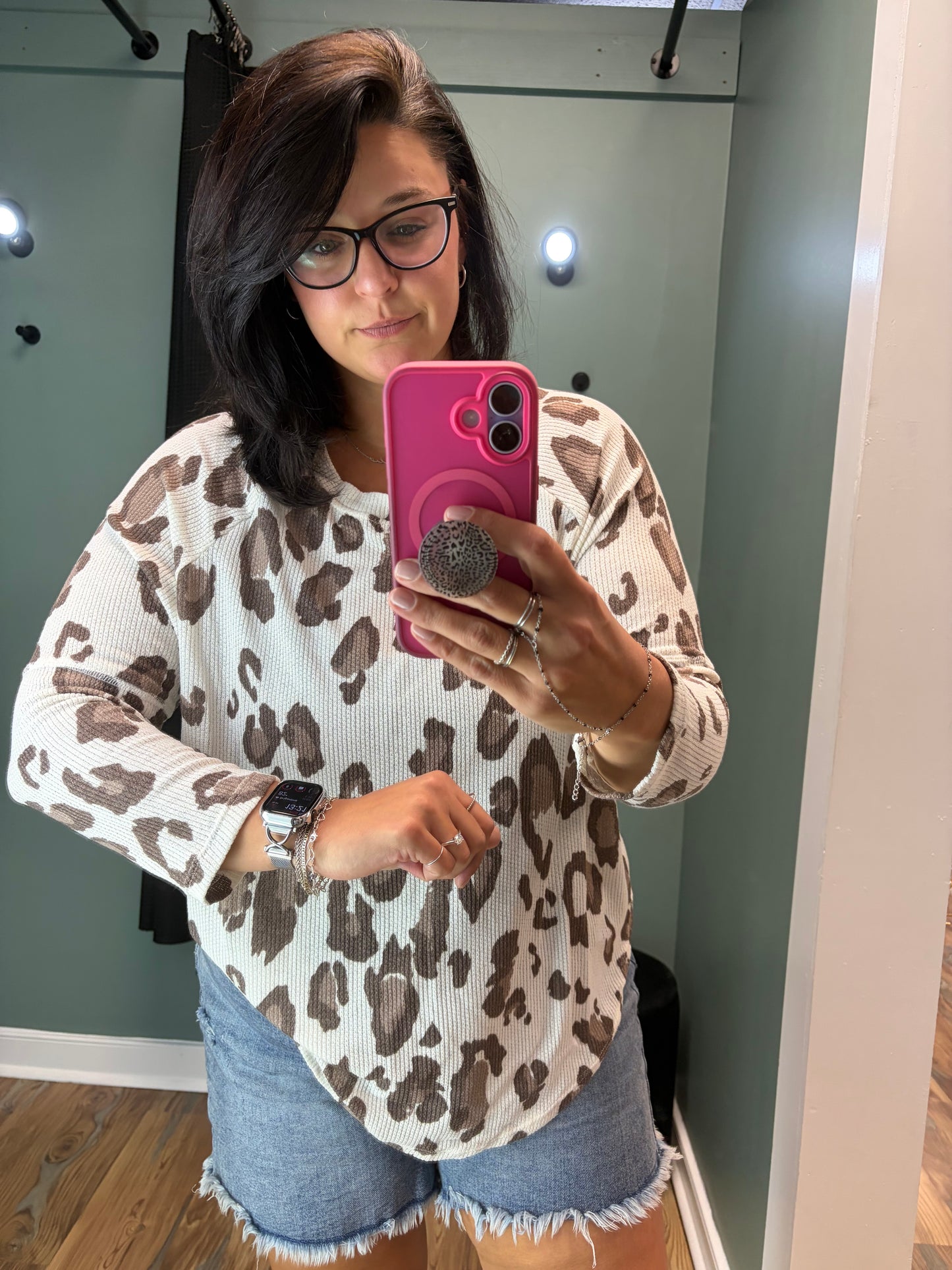 Leopard Waffle Long Sleeve