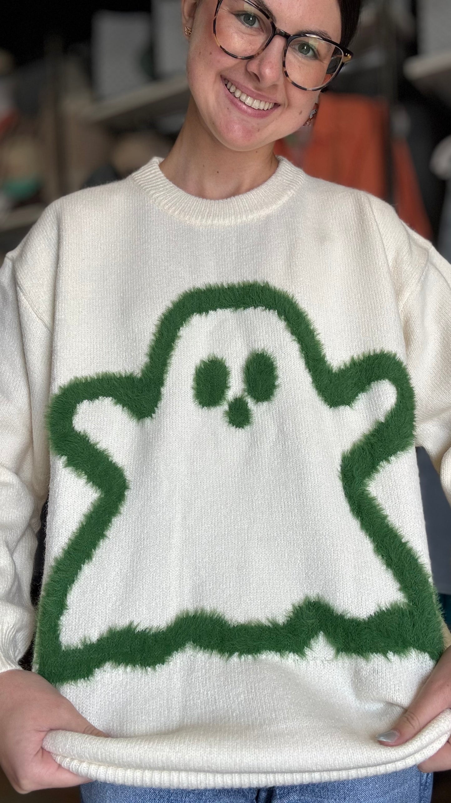 Ivory Green Ghost Knit