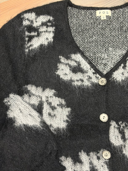 Black Mohair Button Cardi POL