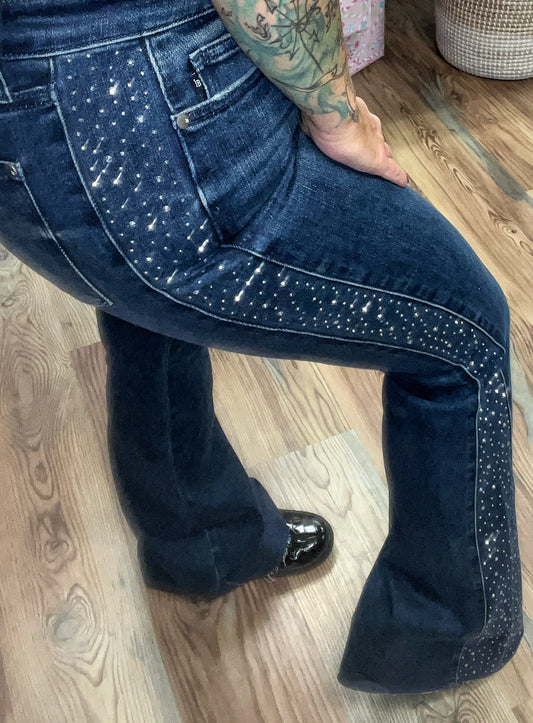 Rhinestone Mid Rise Judy Blue Flares