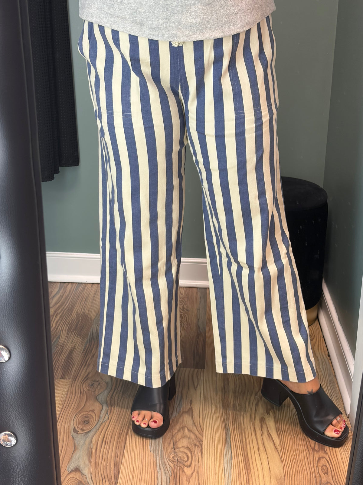 Blue Striped Twill Pants