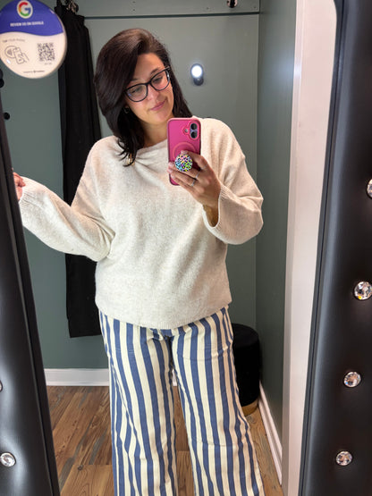 Blue Striped Twill Pants