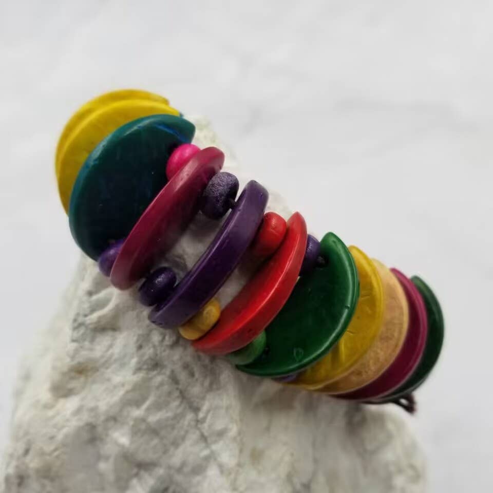 Boho Colorful Coconut Wood Beaded Bracelet