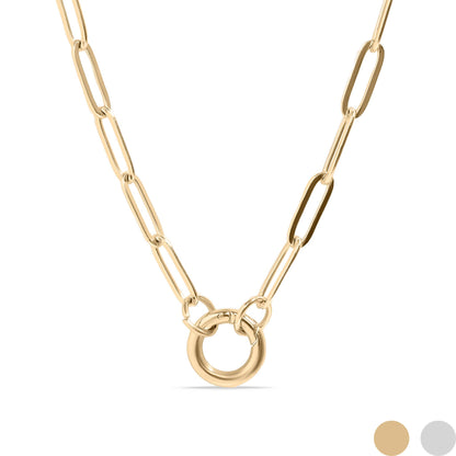 Circle Charm Paperclip Necklace