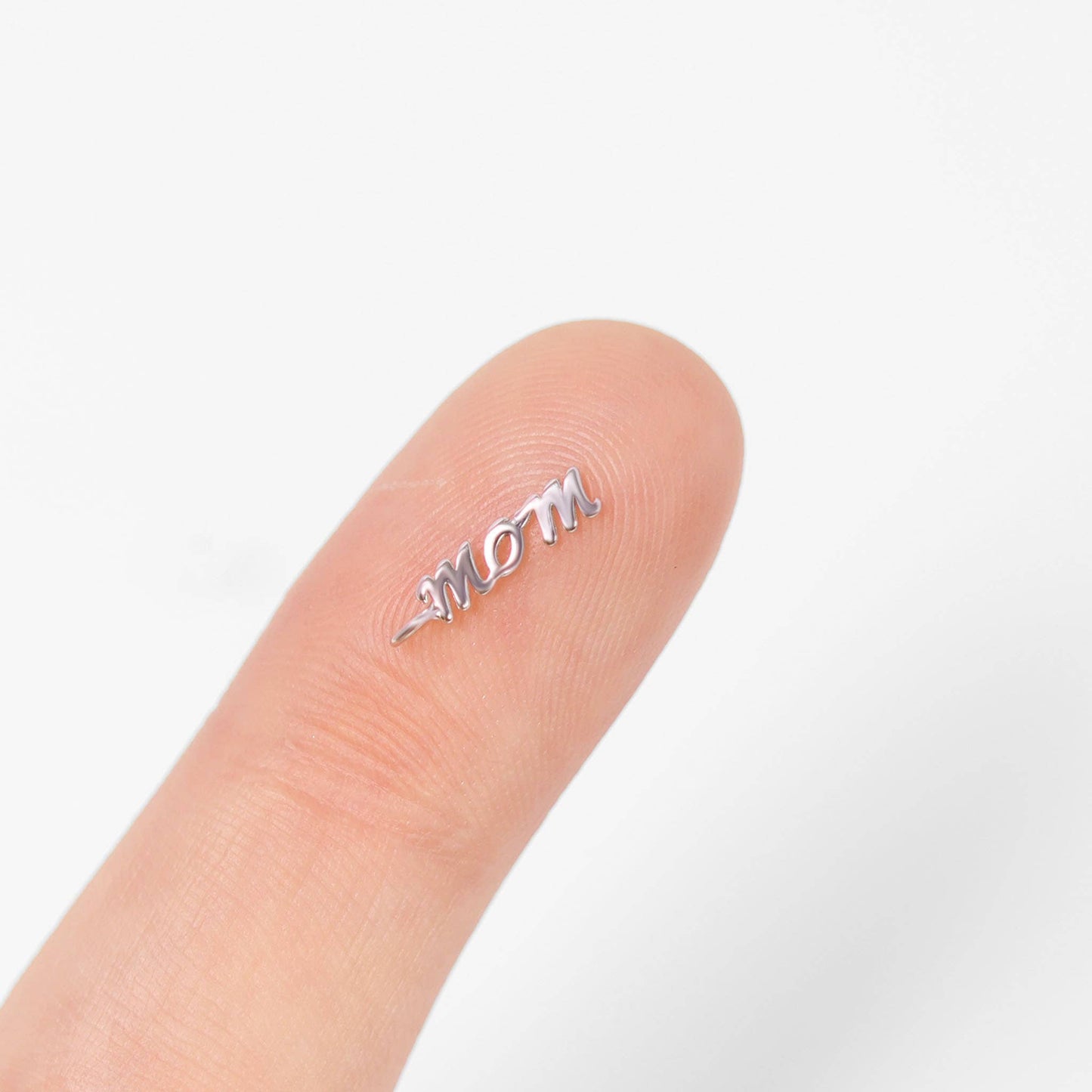 Silver Mom Script Charm