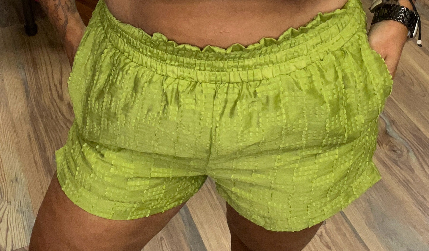 Avocado Textured Woven Shorts