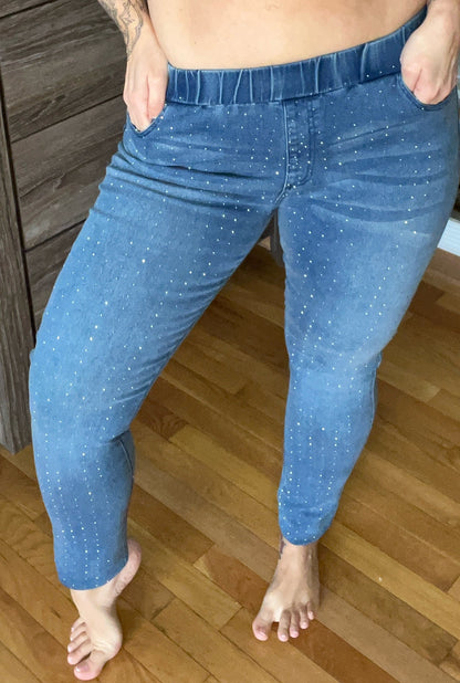 All Over Bling Pull On Jeans